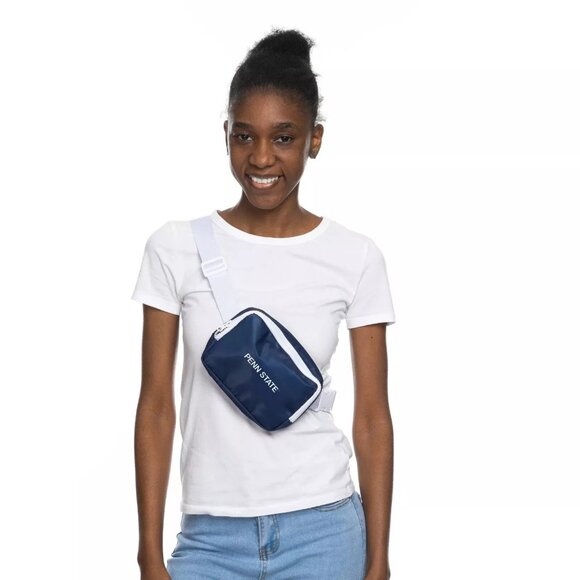 ZOOZATZ Collegiate Handbags - ZOOZATZ  Collegiate Penn State University Navy/White Fanny Pack Belt Bag